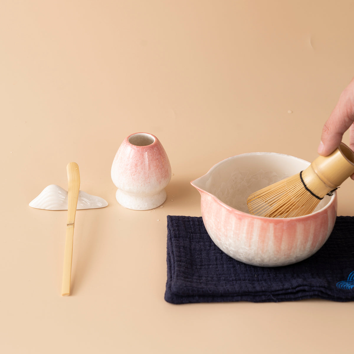 Crystalline Glaze Pink Gradient Matcha Tea Set