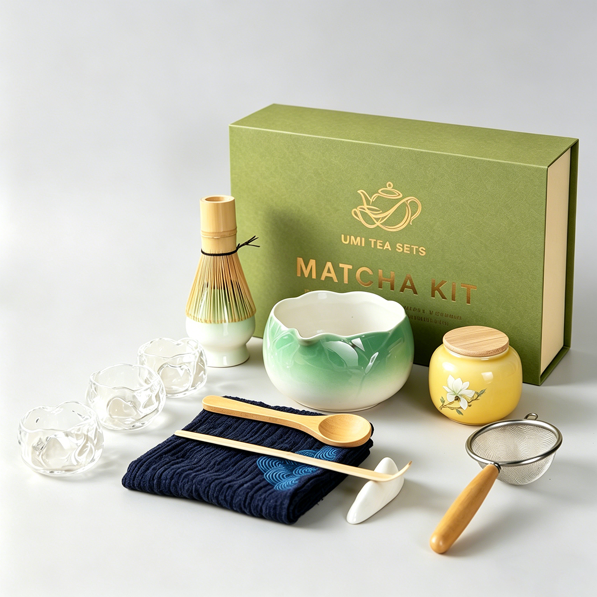 Japanese Gradient Green Matcha Tea Set