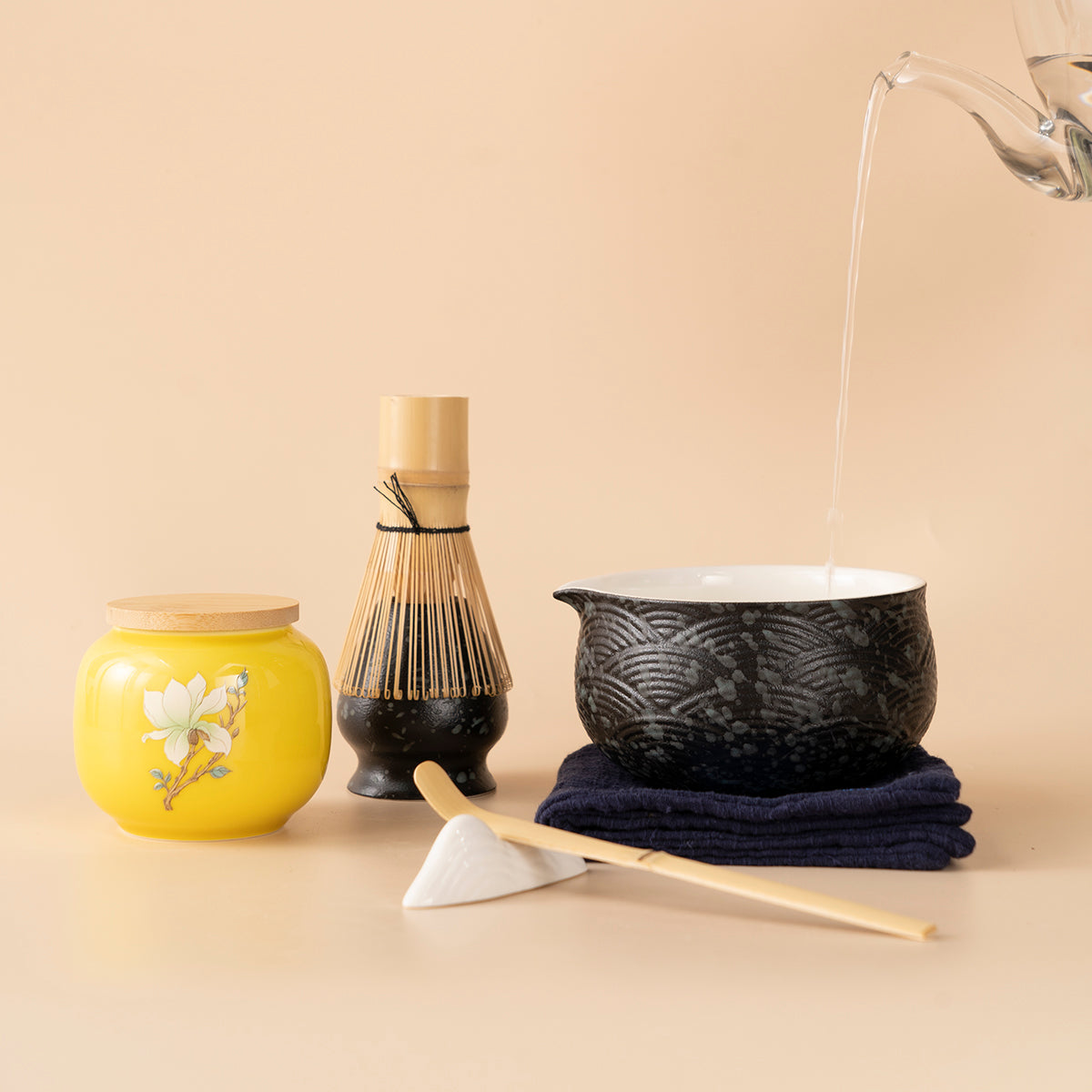 Japanese Zen Black Wave Matcha Tea Set