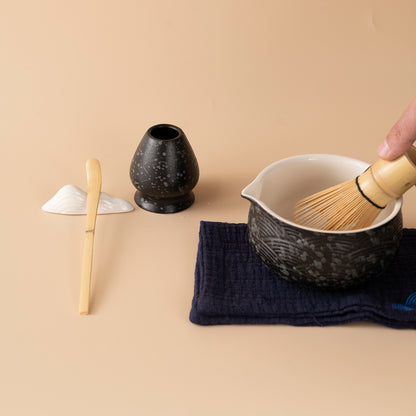 Japanese Zen Black Wave Matcha Tea Set