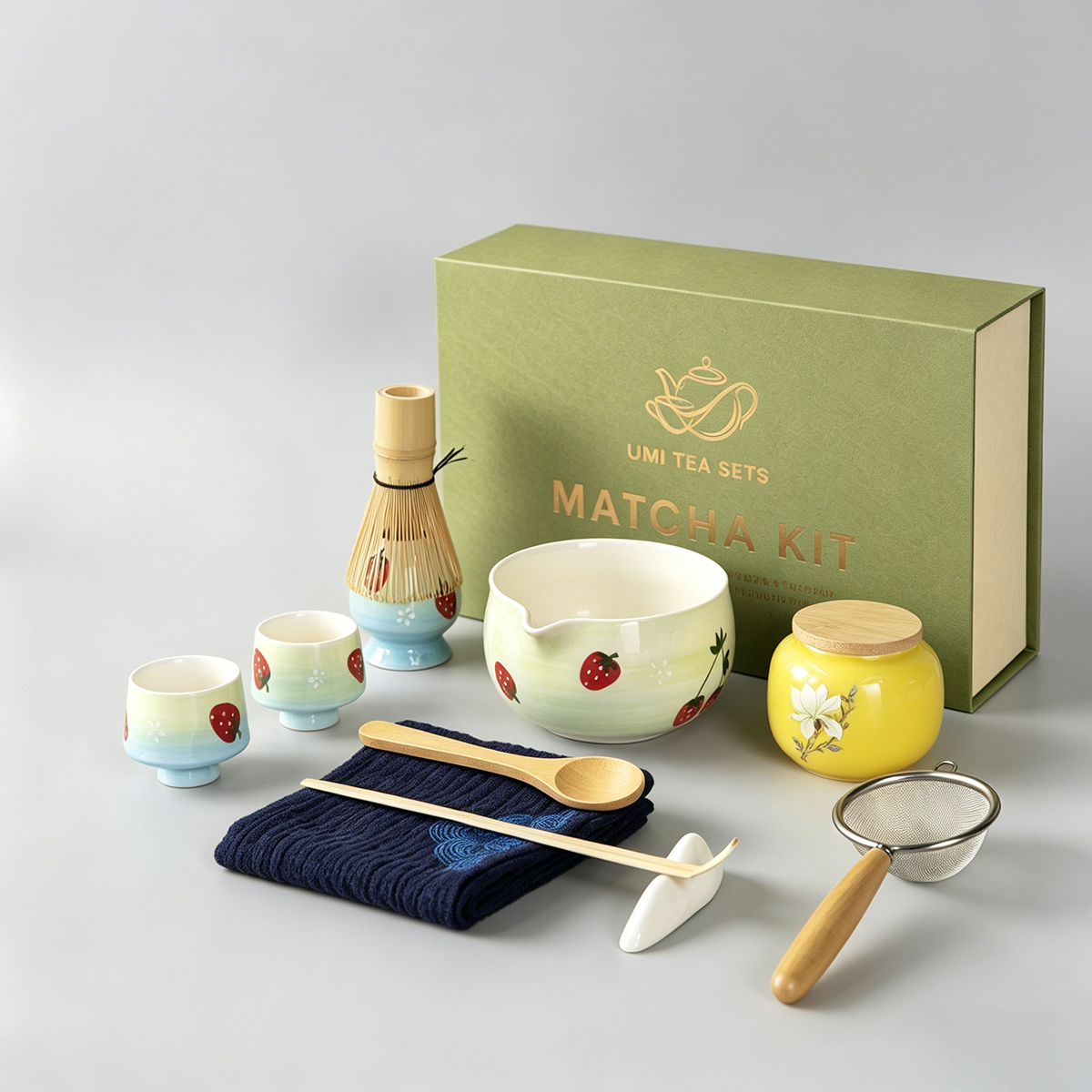 Japanese Strawberry Ceramic Matcha Tea Set