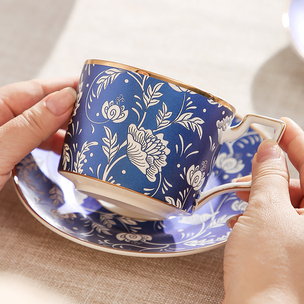 Vintage Blue Peony Porcelain Tea Set