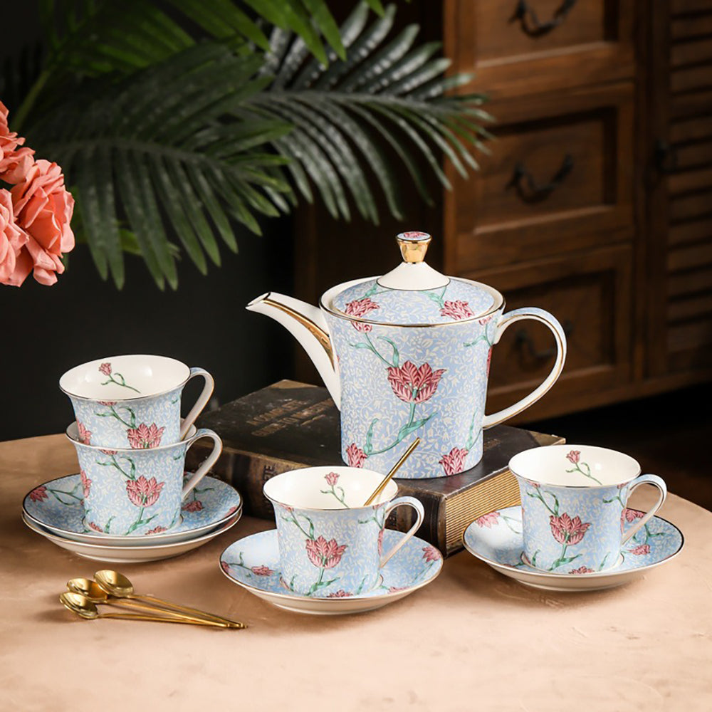 Light Blue Tulip Fine Bone China Tea Set
