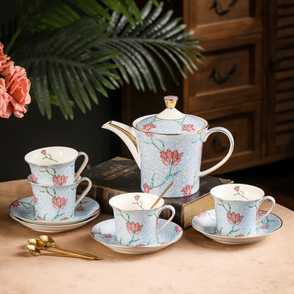 Light Blue Tulip Fine Bone China Tea Set