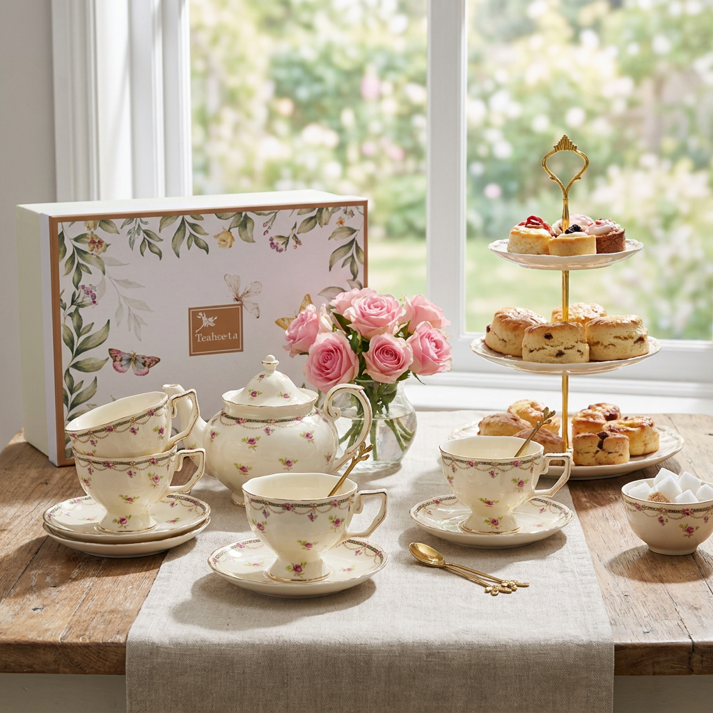 British Rose Bone China Tea Set