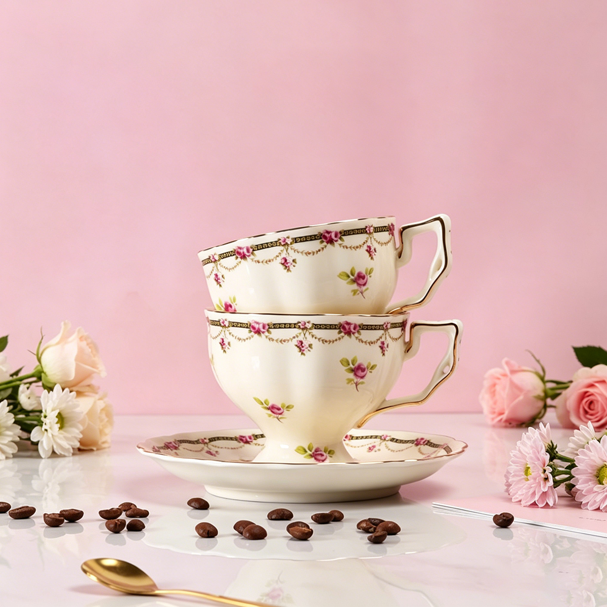 British Rose Bone China Tea Set