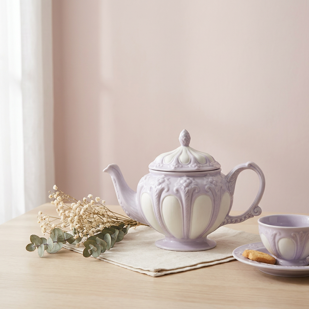 European Garden Lavender Purple Ceramic Tea Set