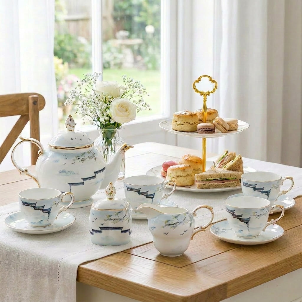 Ink Landscape Fine Bone China Tea Set
