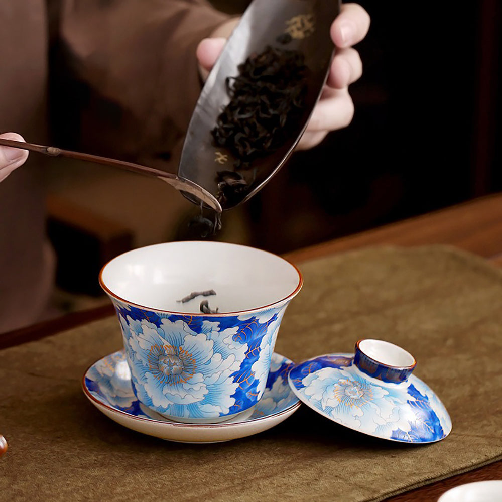 Blue Peony Ruyao Ceramic Tea Set