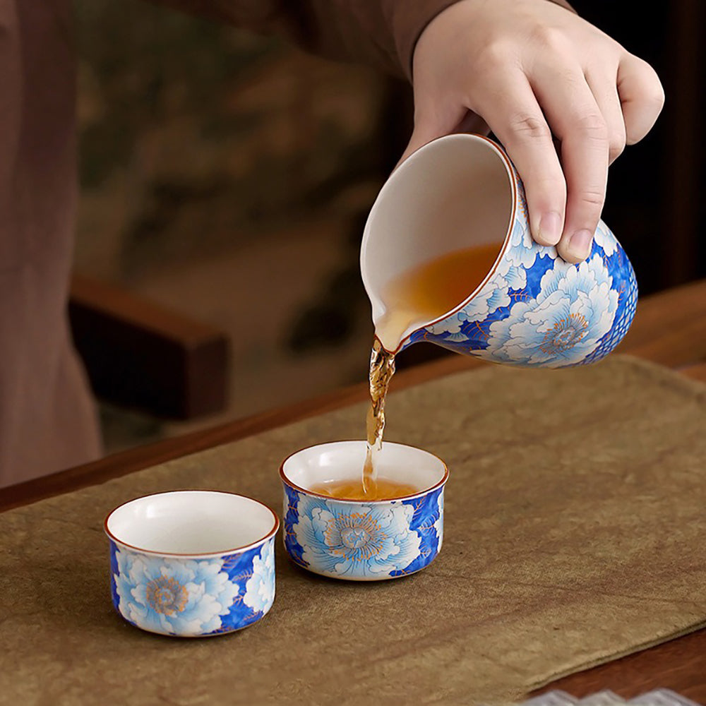 Blue Peony Ruyao Ceramic Tea Set