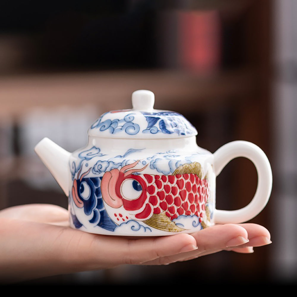 Golden Dragon Fish Ceramic Tea Set
