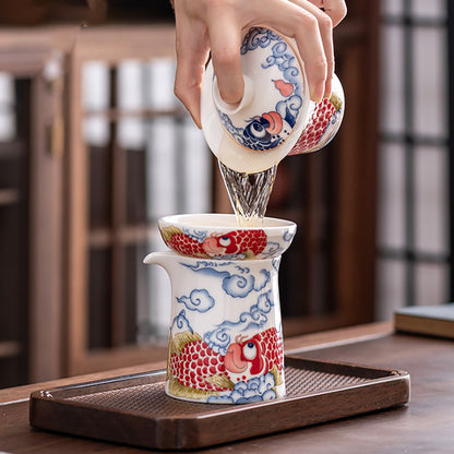 Golden Dragon Fish Ceramic Tea Set
