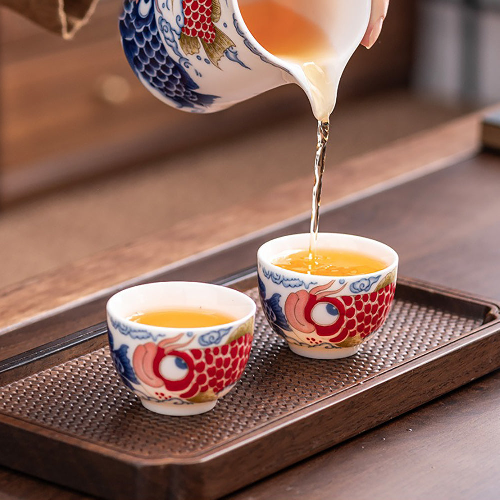 Golden Dragon Fish Ceramic Tea Set
