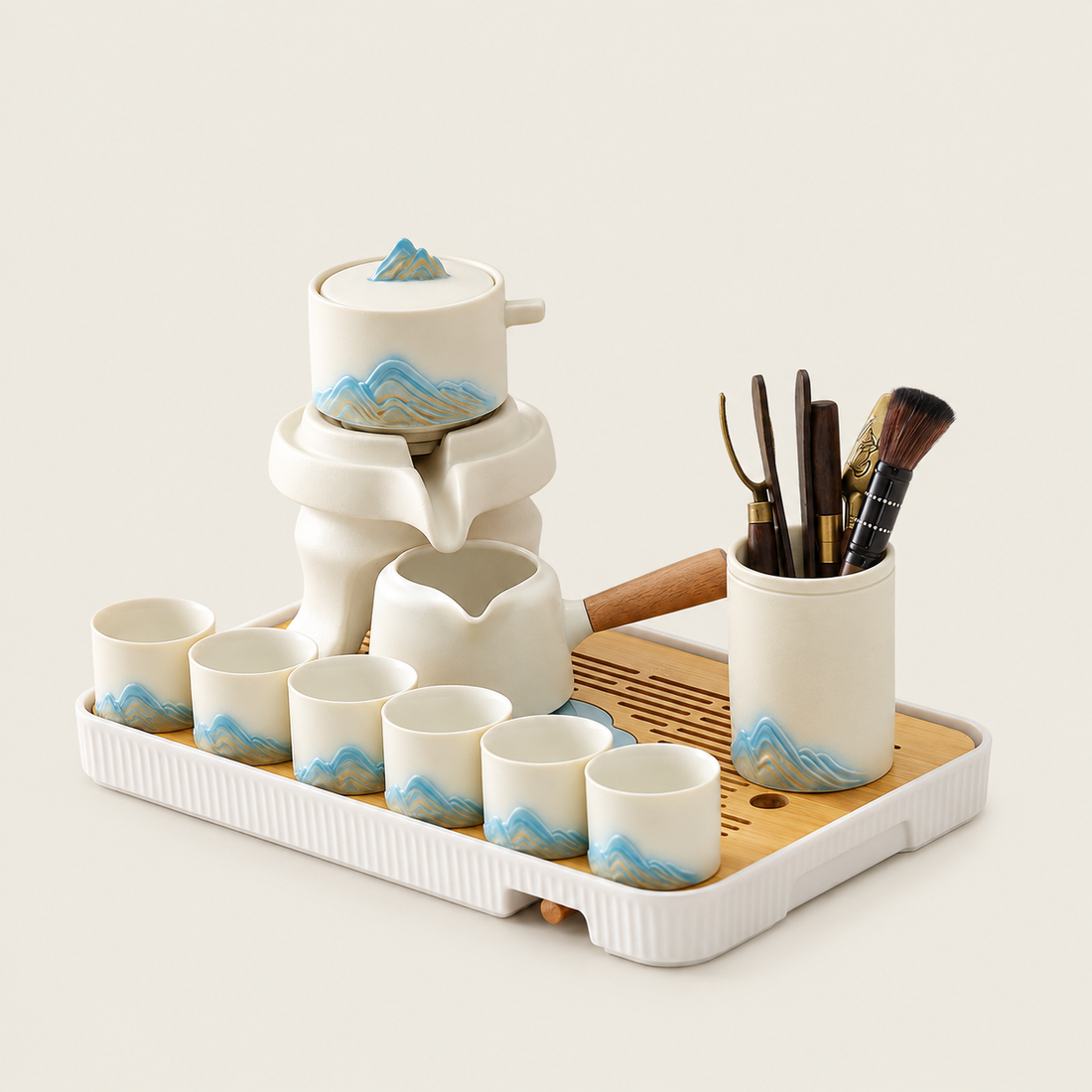 Mountain Landscape Ceramic Automatic Tea Set