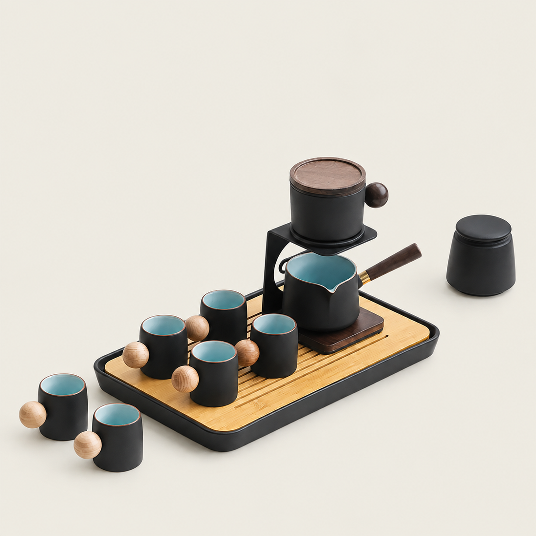 Black Ceramic Automatic Tea &amp; Coffee Set