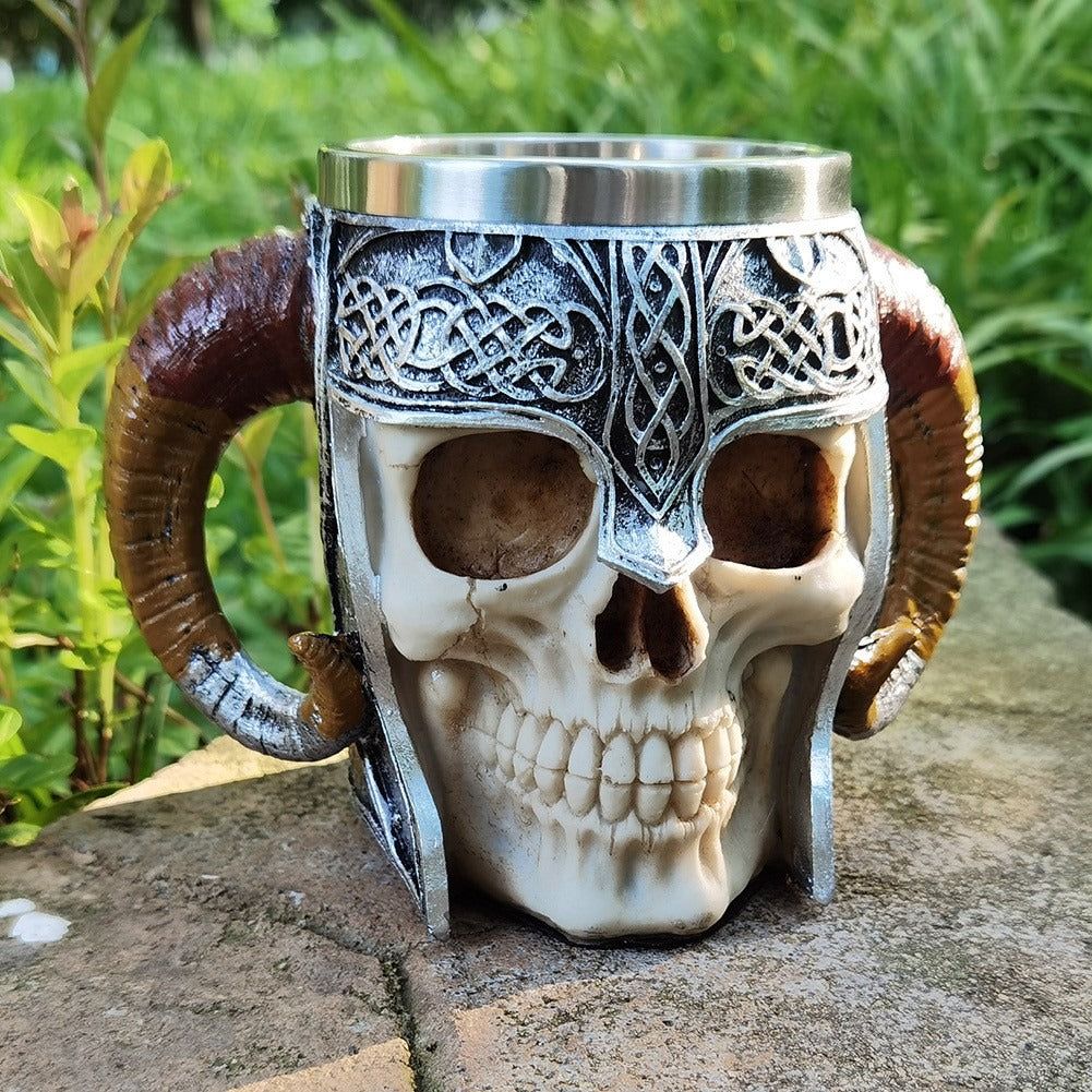 Stainless Steel Horns &amp; Skull &amp; Helmet Mug