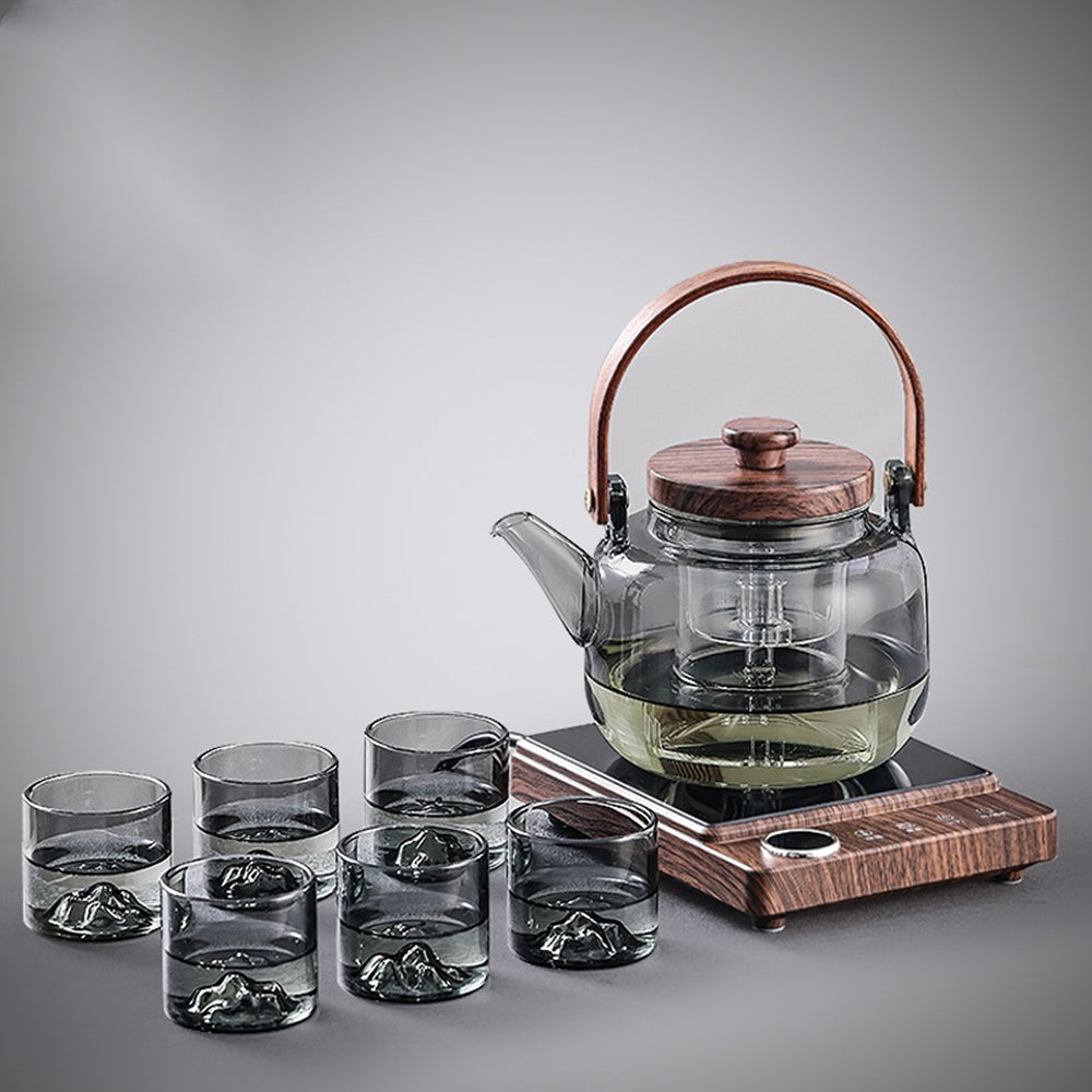Ink Glass Tea Set With Induction Warmer