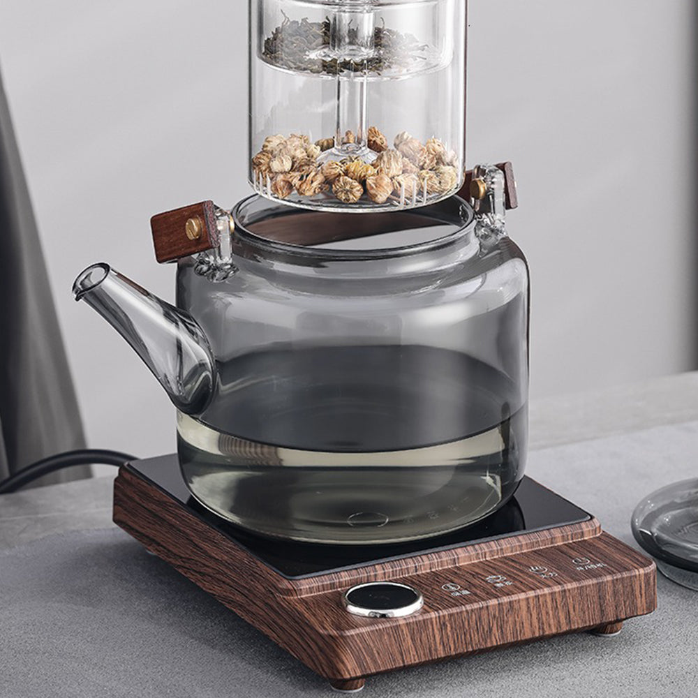 Ink Glass Tea Set With Induction Warmer