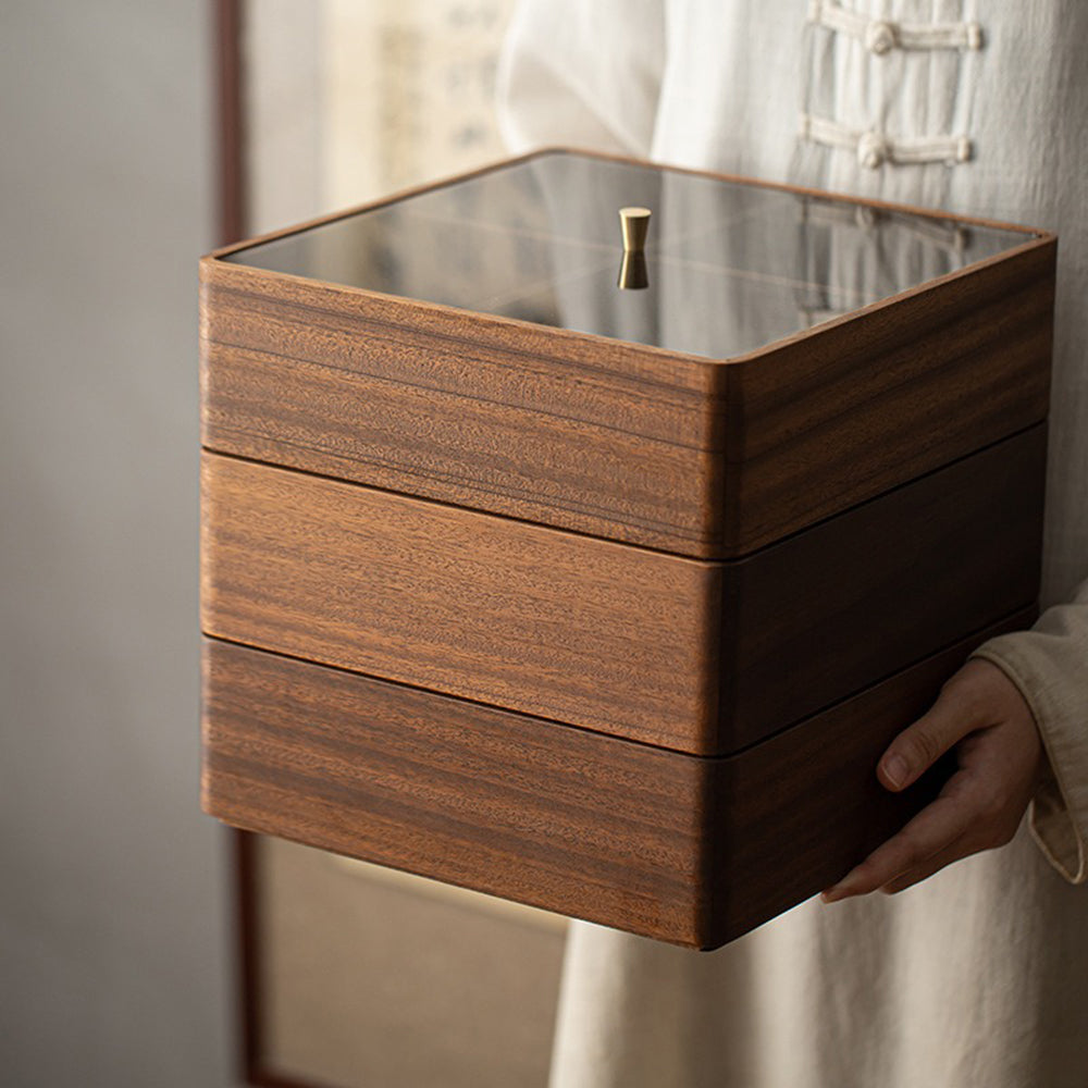 Walnut Partition Solid Wood Storage Box