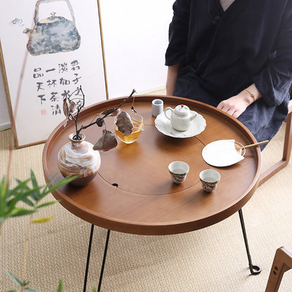 Walnut Wood Tea Table Set With Surrounding Stove