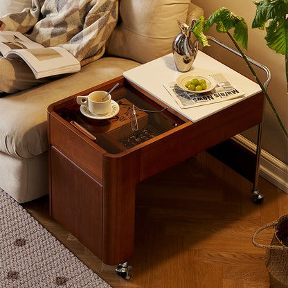 Built-in Stove Movable Poplar Wood Tea Table