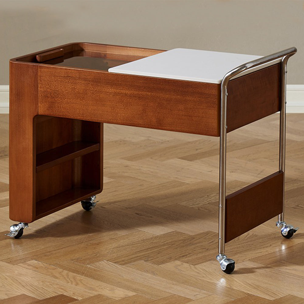 Built-in Stove Movable Poplar Wood Tea Table
