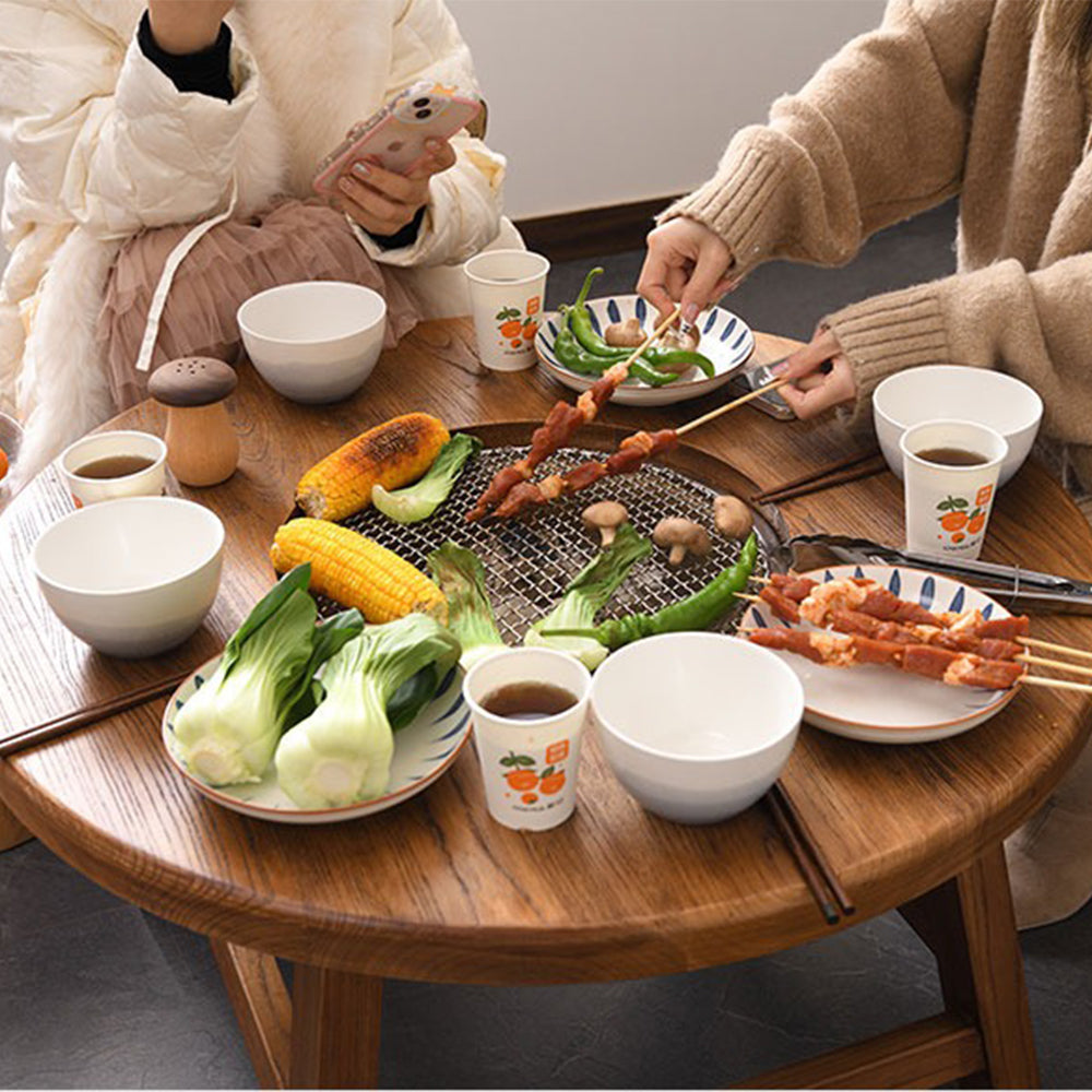 Elm Wood Round Tea Table With Electric Stove