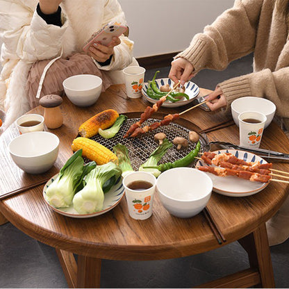 Elm Wood Round Tea Table With Electric Stove