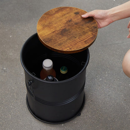 Black Round Movable Tea Table Set With Stove