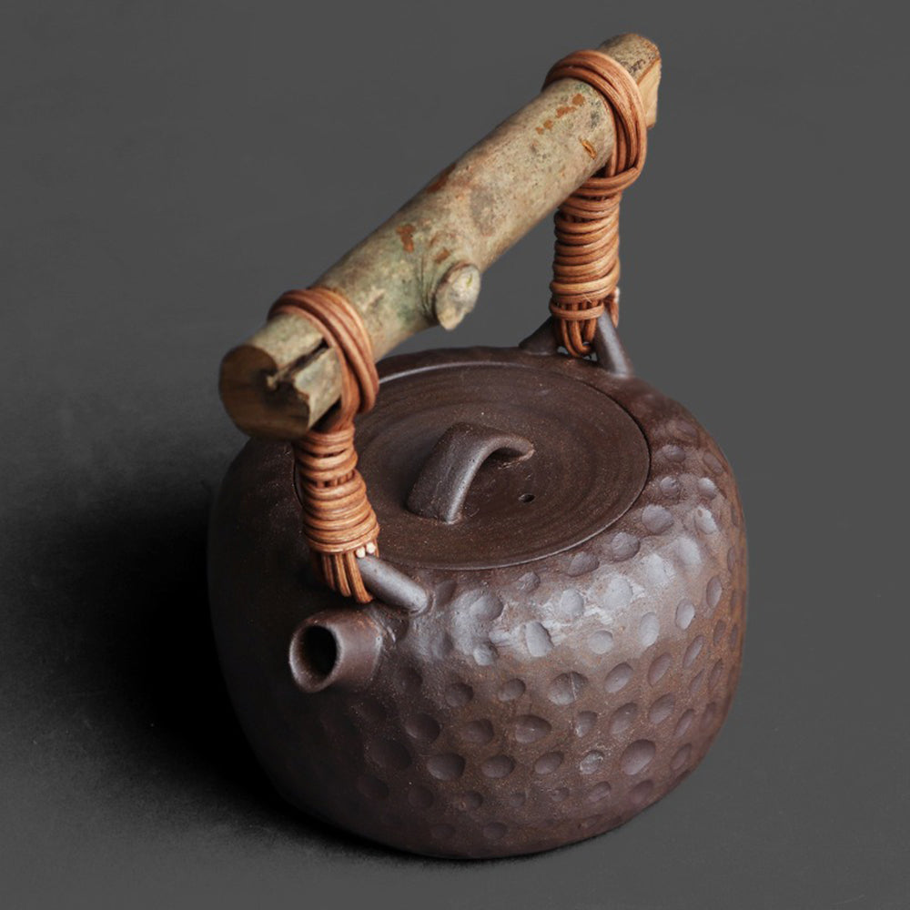 Japanese Clay Rattan Wooden Lid Teapot