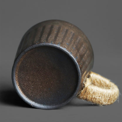 Black Gold Kiln Coarse Pottery Cup With Saucer