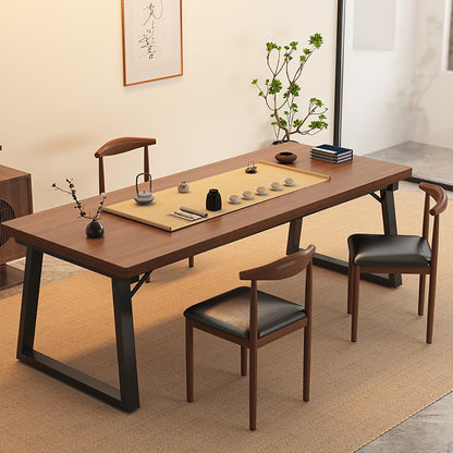 Tea Table Set With Large Steel-Wood Tabletop