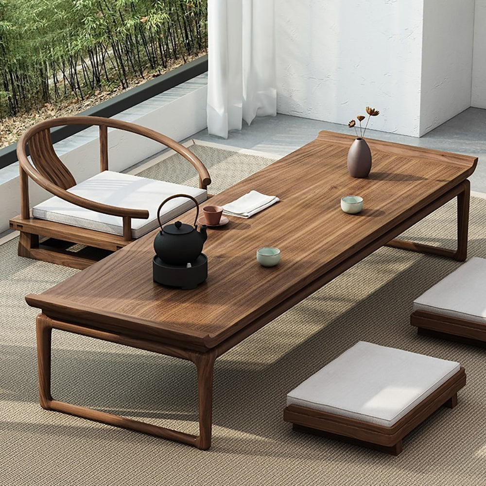 Japanese Style Elm Wood Tatami Low Tea Table Set