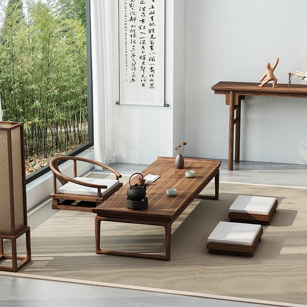 Japanese Style Elm Wood Tatami Low Tea Table Set