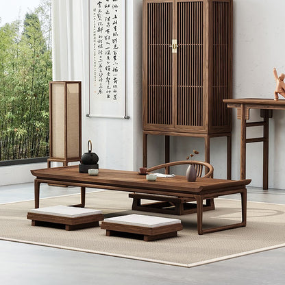 Japanese Style Elm Wood Tatami Low Tea Table Set