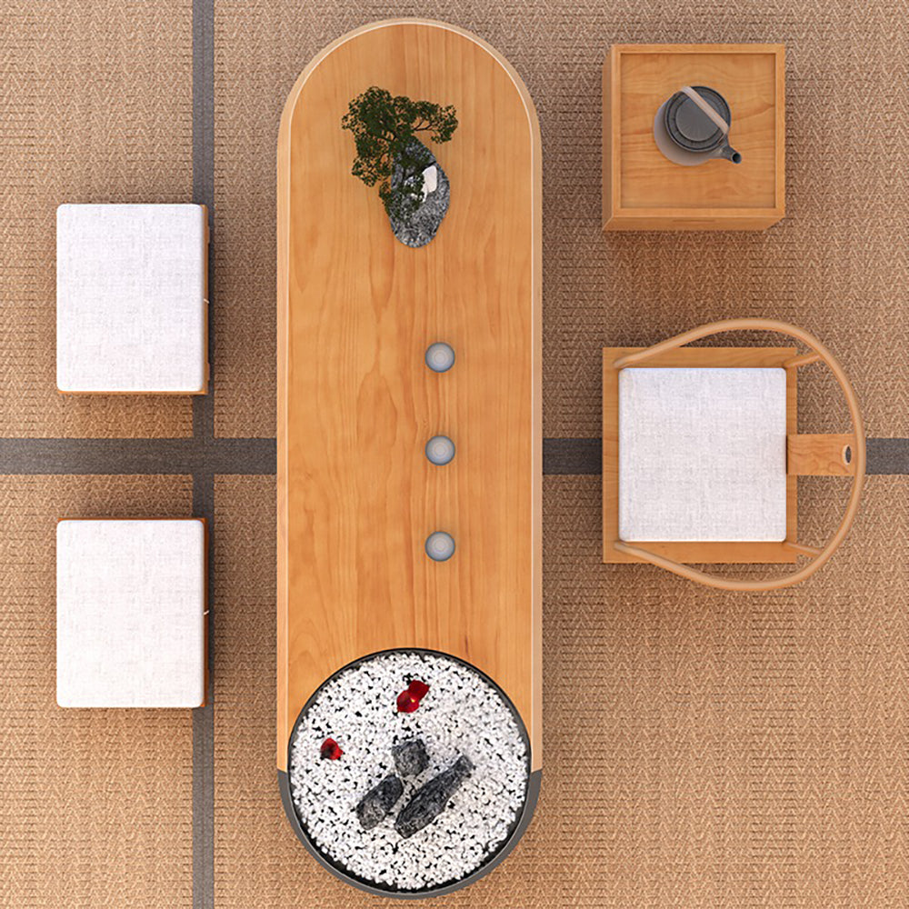 Japanese Pine Wood Tatami Tea Table Set