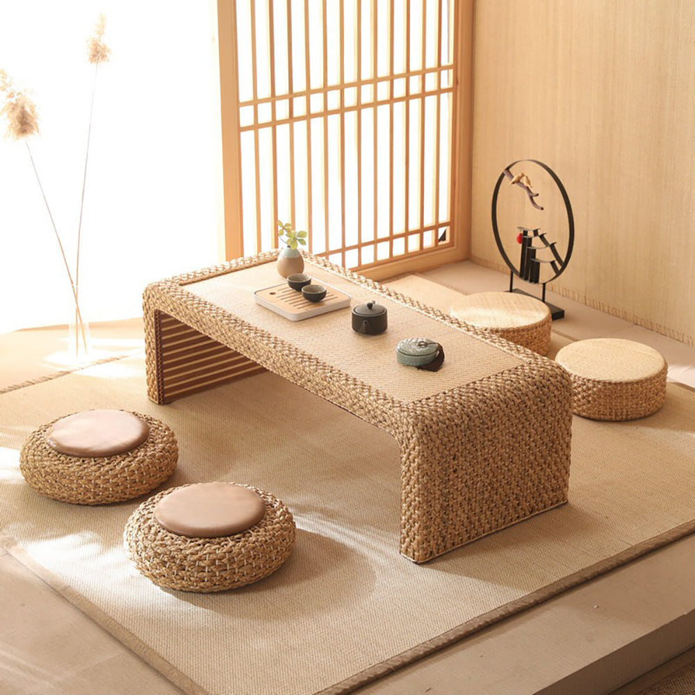 Japanese Rattan Low Table Tatami Tea Table Set
