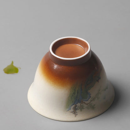 Vintage Landscape Painting Painted Gaiwan