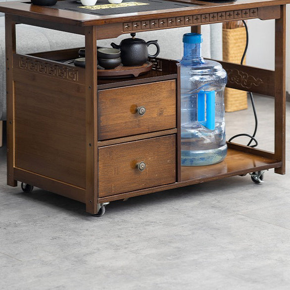 Movable Multi-functional Bamboo Tea Table