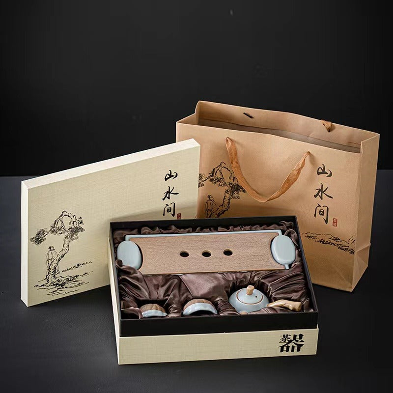 Japanese Ruyao Kyusu Tea Set With Tray