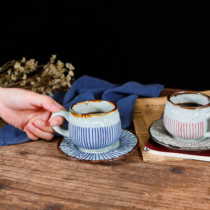 (Set of Two) Japanese Tea Cup With Handle And Saucer