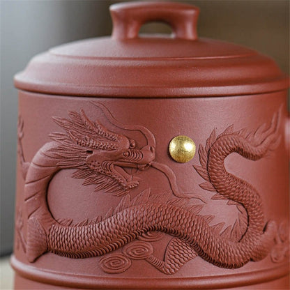 Yixing Purple Clay Carved Dragon Tea Mug