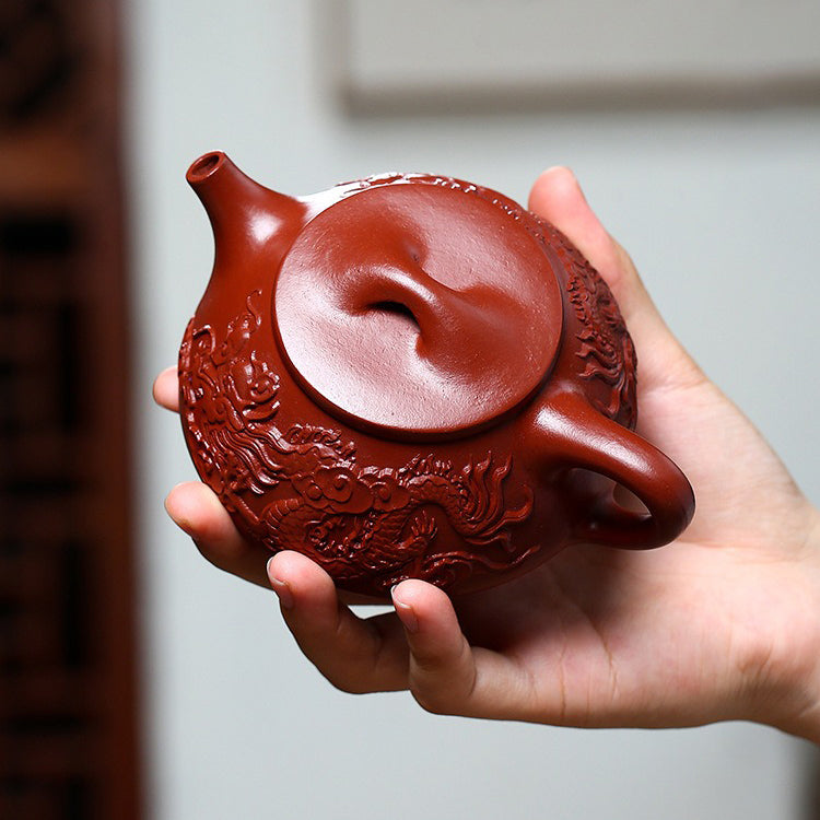 Yixing Red Clay Dragon Shi Piao Teapot