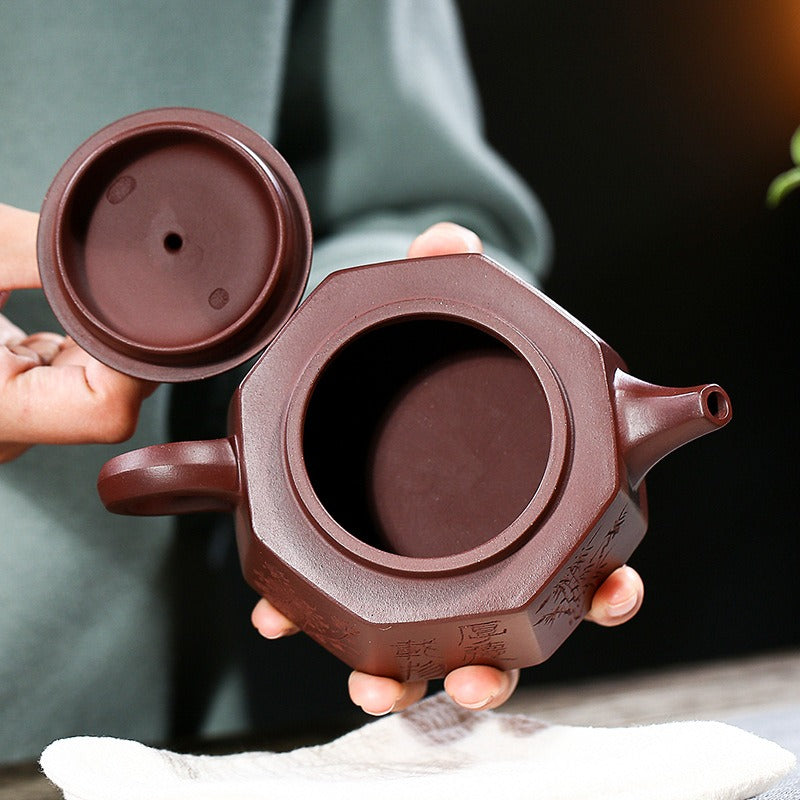 Yixing Purple Clay Kylin Octagonal Teapot