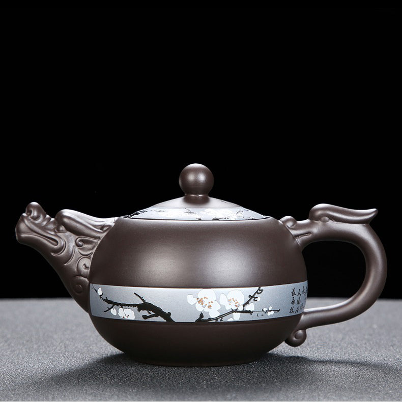 Yixing Purple Clay Winter Plum Tea Set