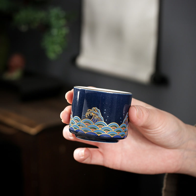 Blue Sea Wave Automatic Tea Set