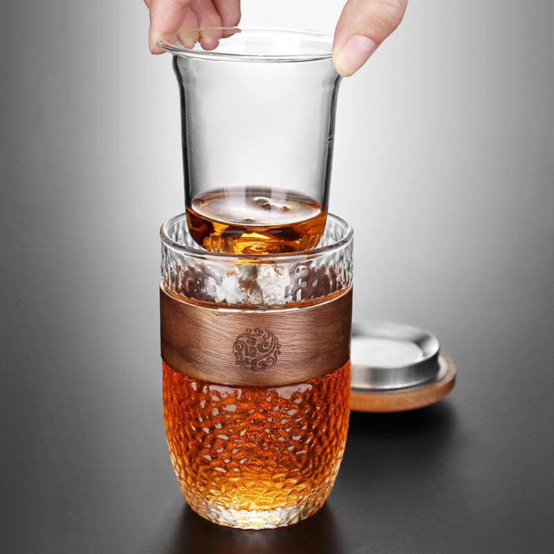 Japanese Glass Tea Cup With Wooden Lid
