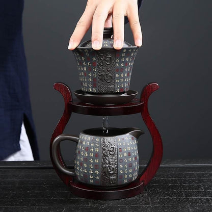 Purple Clay Fu Character Automatic Tea Set