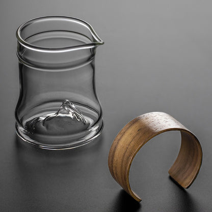 Stripes Glass Fair Cup With Bamboo Handle