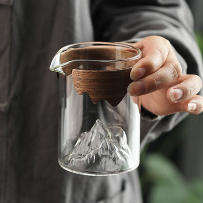 Mountain Glass Fair Cup With Bamboo Handle